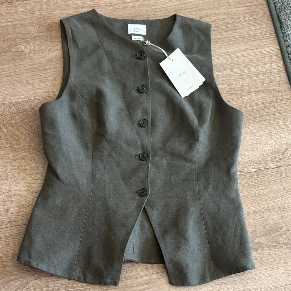 NWT Aritzia Wilfred Charcoal/Dark olive green Vest